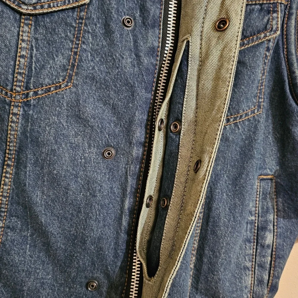 First Manufacturing Co No Limit Blue Washed Denim Biker Vest FIM624DM XL CCW